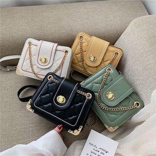 Faux Leather Quilted Box Crossbody Bag