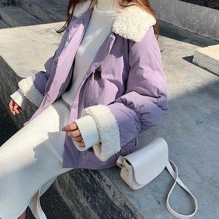Faux Shearling-trim Padded Buttoned Jacket
