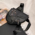 Cross Accent Crossbody Bag Black - One Size