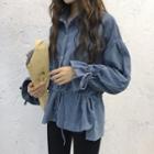 Drawstring Waist Long-sleeve Shirt