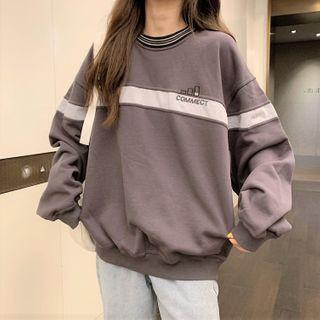 Two Tone Long-sleeve Lettering Sweatshirt