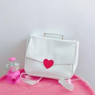 Faux-leather Heart Accent Backpack