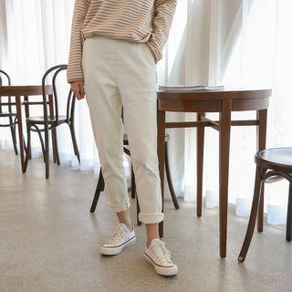 Band-waist Fleece-lined Baggy Pants