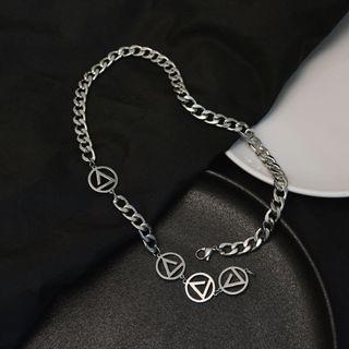 Couple Matching Pendant Curb Chain Necklace As Shown In Figure - One Size