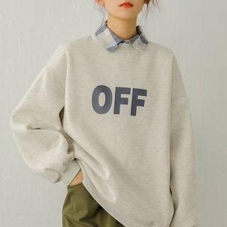 Lettering Pullover Melange Gray - One Size