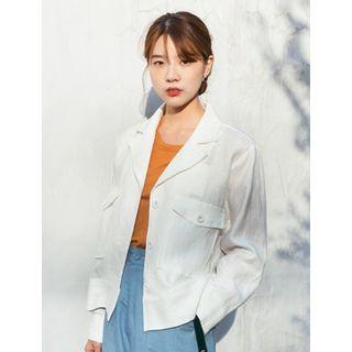 Flap-pocket Single-breasted Linen Blazer