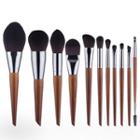 Set Of 11: Wooden Makeup Brush As Shown In Figure - One Size