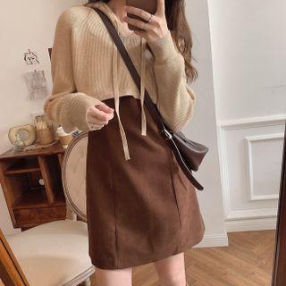 Set: Knit Hoodie + Spaghetti Strap Dress