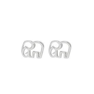 Sterling Silver Hollow Elephant Stud Earring 1 Pair - Silver - One Size
