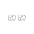 Sterling Silver Hollow Elephant Stud Earring 1 Pair - Silver - One Size