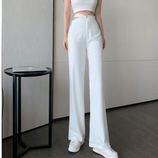 High-waist Asymmetrical Cutout Wid-leg Pants