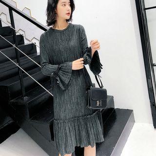 Long-sleeve Ruffle Dress With Belt