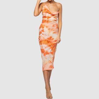 Spaghetti Strap Tie-dye Midi Sheath Dress