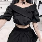 Off-shoulder Puff-sleeve Cropped Blouse