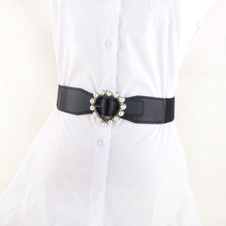 Faux Pearl Heart Buckled Belt