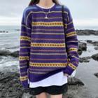 Oversize Color Panel Striped Sweater