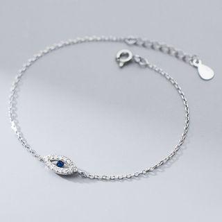 Evil Eye Rhinestone Sterling Silver Bracelet