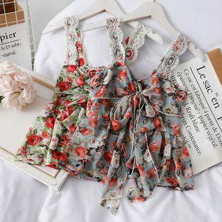 Ribbon-front Sleeveless Chiffon Top