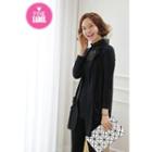 Notched-collar Open-front Long Cardigan