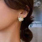 Heart Rhinestone Alloy Earring 1 Pair - Earrings - White Heart - Gold - One Size