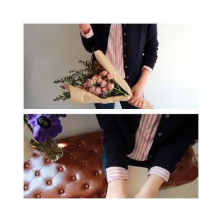 Cutout-collar Striped Shirt
