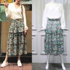 Long-sleeve Blouse / Floral Maxi Skirt