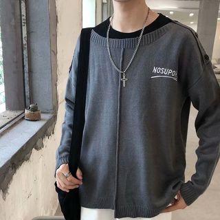 Lettering Round-neck Knit Top