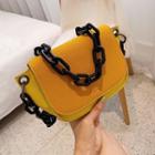 Chain Strap Faux Leather Flap Crossbody Bag