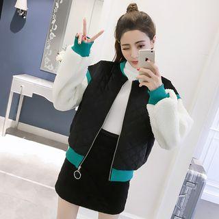 Set: Fleece-panel Padded Jacket + Skirt