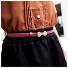 Faux Pearl Bow Accent Skinny Belt