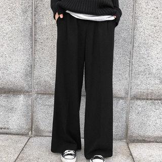 Wide-leg Wool Blend Dress Pants