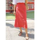 Plus Size - Colored Long Linen Blend Skirt