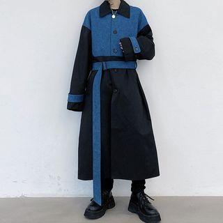 Denim Single-breasted Midi Trench Coat