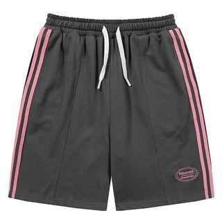 Retro Color Block Side Trim Striped Sweat Shorts
