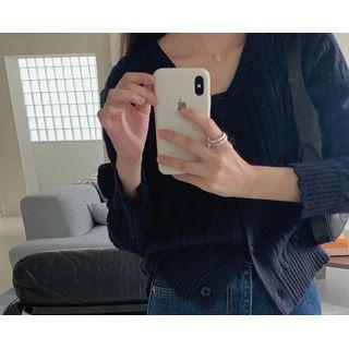 Scallop-edge Wool Cable-knit Cardigan