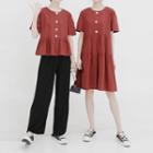 Short-sleeve Midi A-line Dress / Blouse