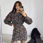 Puff-sleeve Printed Wrap Dress