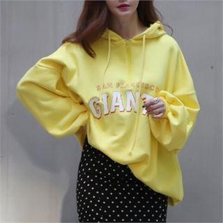 Balloon-sleeve Lettering Pullover