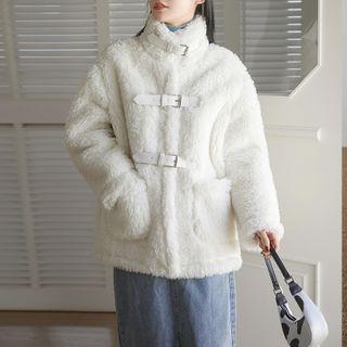 Plain High-neck Fleece Jacket