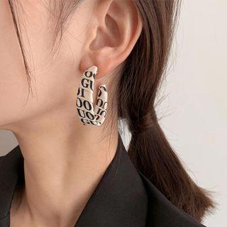 Lettering Fabric Hoop Earring