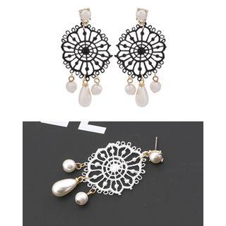 Faux-pearl Lace Dangle Earrings