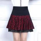 Lace Trim Mini A-line Skirt