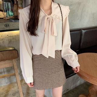 Tie-neck Ruffle Collar Blouse