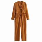 Long-sleeve Drawstring Jumpsuit