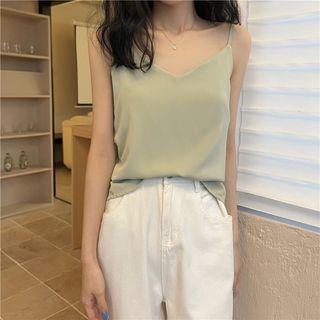 Suspender V-neck Plain Chiffon Top