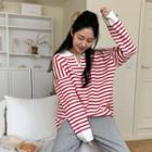 Collared Striped Oversize Sweater