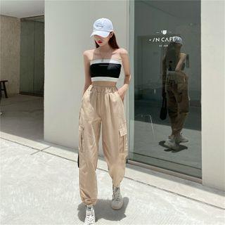 High Waist Plain Cargo Pants