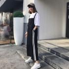 Contrast Trim Drawstring Pinafore Jumpsuit