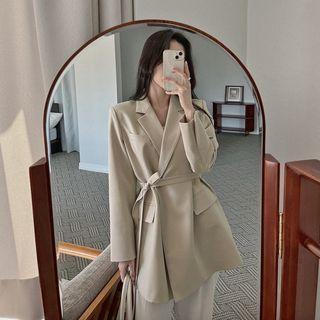 Single-button Blazer With Sash