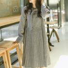 Plaid Long Sleeve Pleated Dress As Shown In Figure - One Size